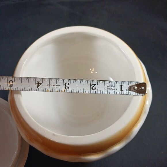 Vintage 1995 Boston Warehouse 5" Bagel Lidded Cream Cheese Bowl Serving Dish - Picture 8 of 12